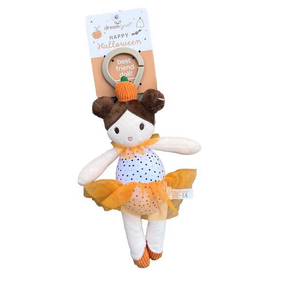 Dreamgro Other - Dream Gro Halloween Plush Doll Baby Lovey Clip On Tutu Dress Orange Pumpkin New